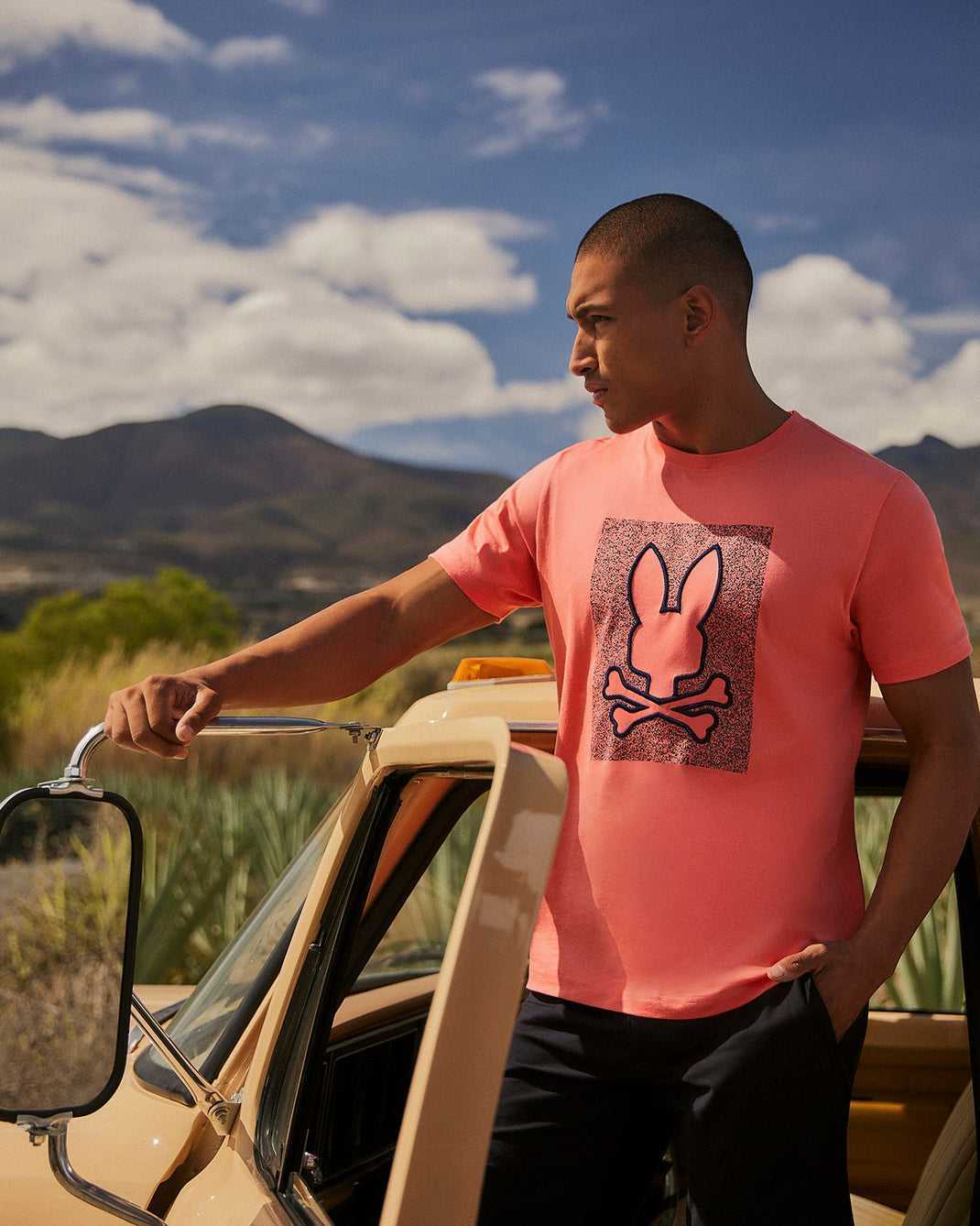 Tees Psycho Bunny Livingston Graphic Tee Rose Homme | GDL-89060726